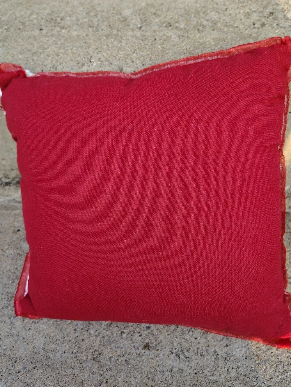 Vintage Christmas Beaded Poinsettia Throw Pillow Red White Gold Glass Seed Beads